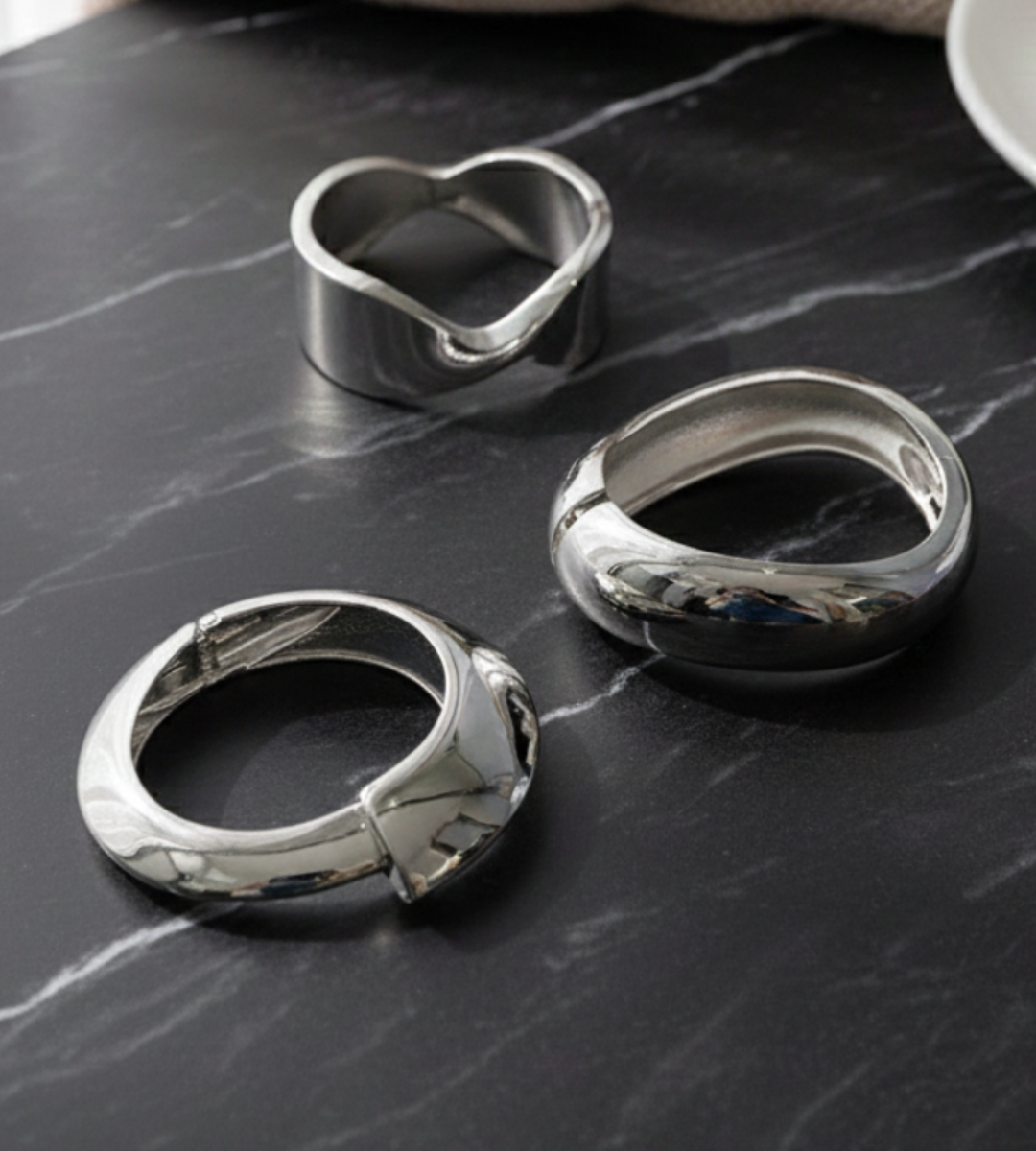 Luvia – Sculptural Molten 3-Piece Cuff Set