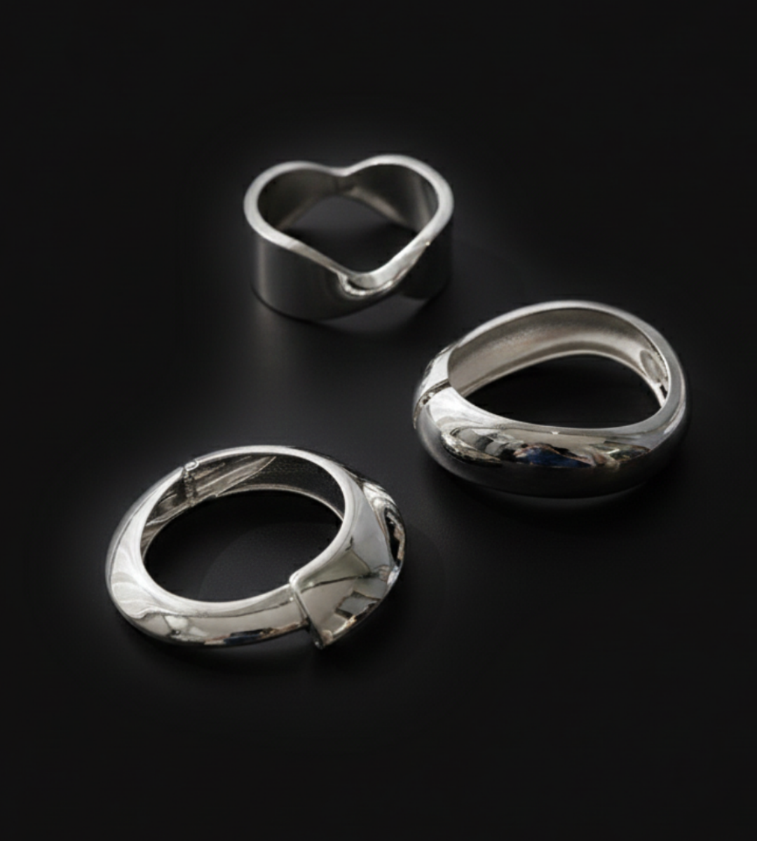 Luvia – Sculptural Molten 3-Piece Cuff Set