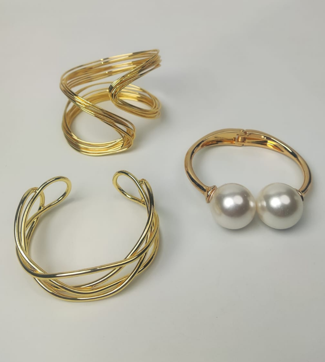 Moonlit Path- A Layered Gold Wire Pearl Wrap