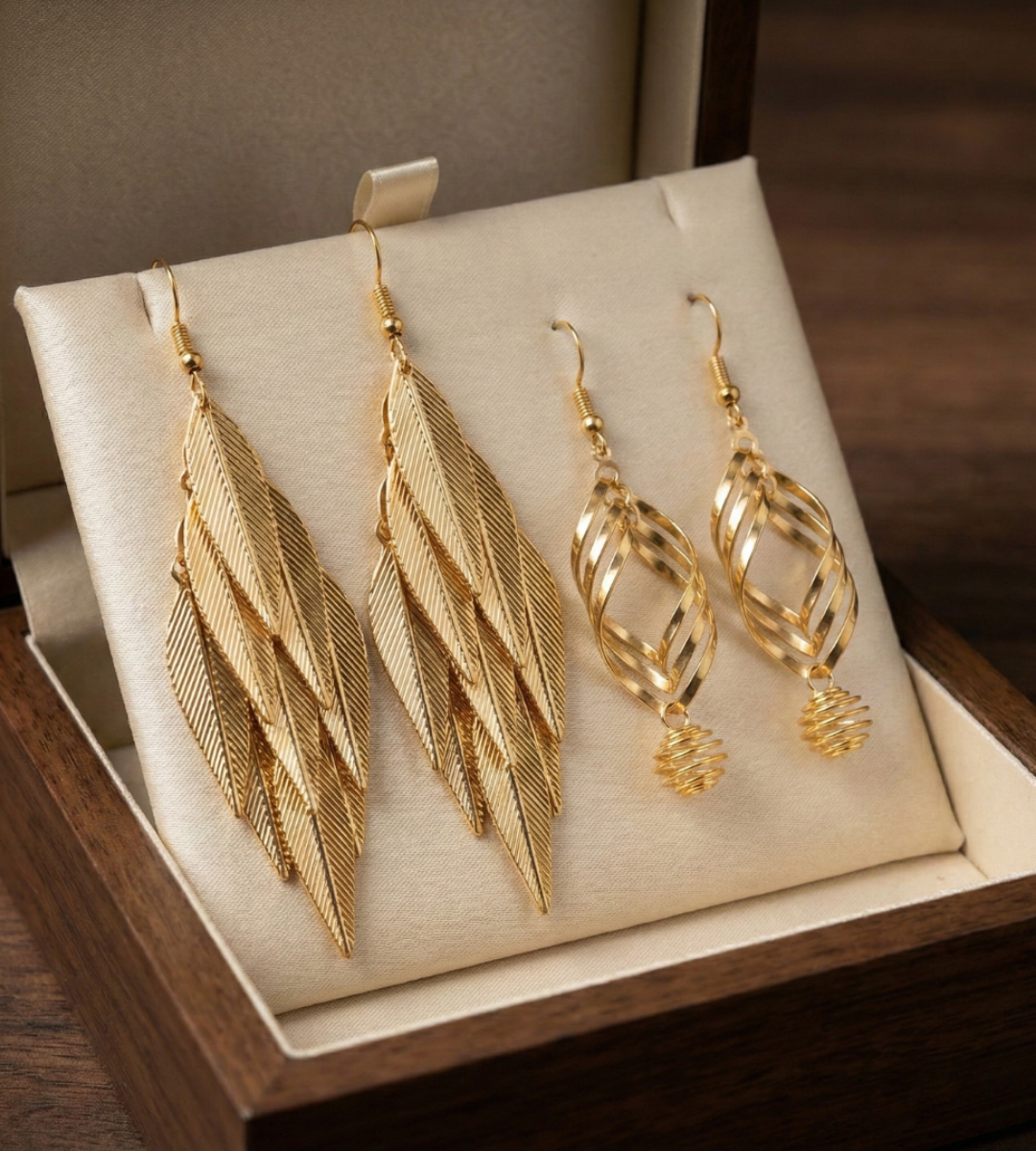 Golden Leaf & Spiral Drops Set
