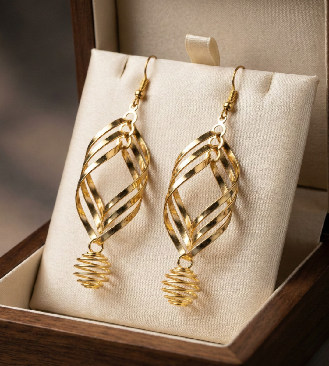 Golden Leaf & Spiral Drops Set
