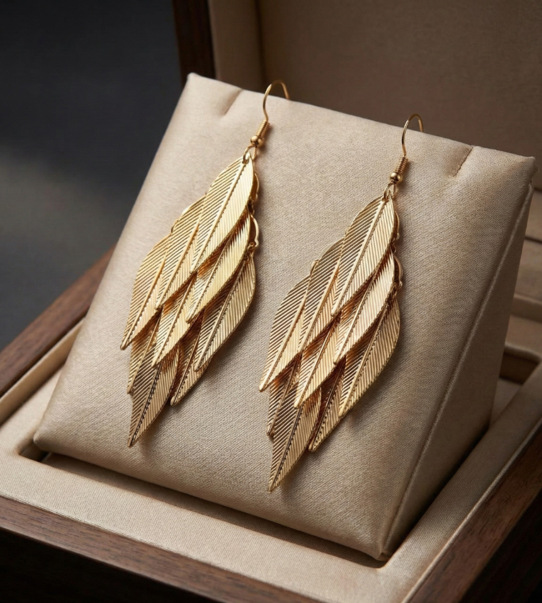 Golden Leaf & Spiral Drops Set