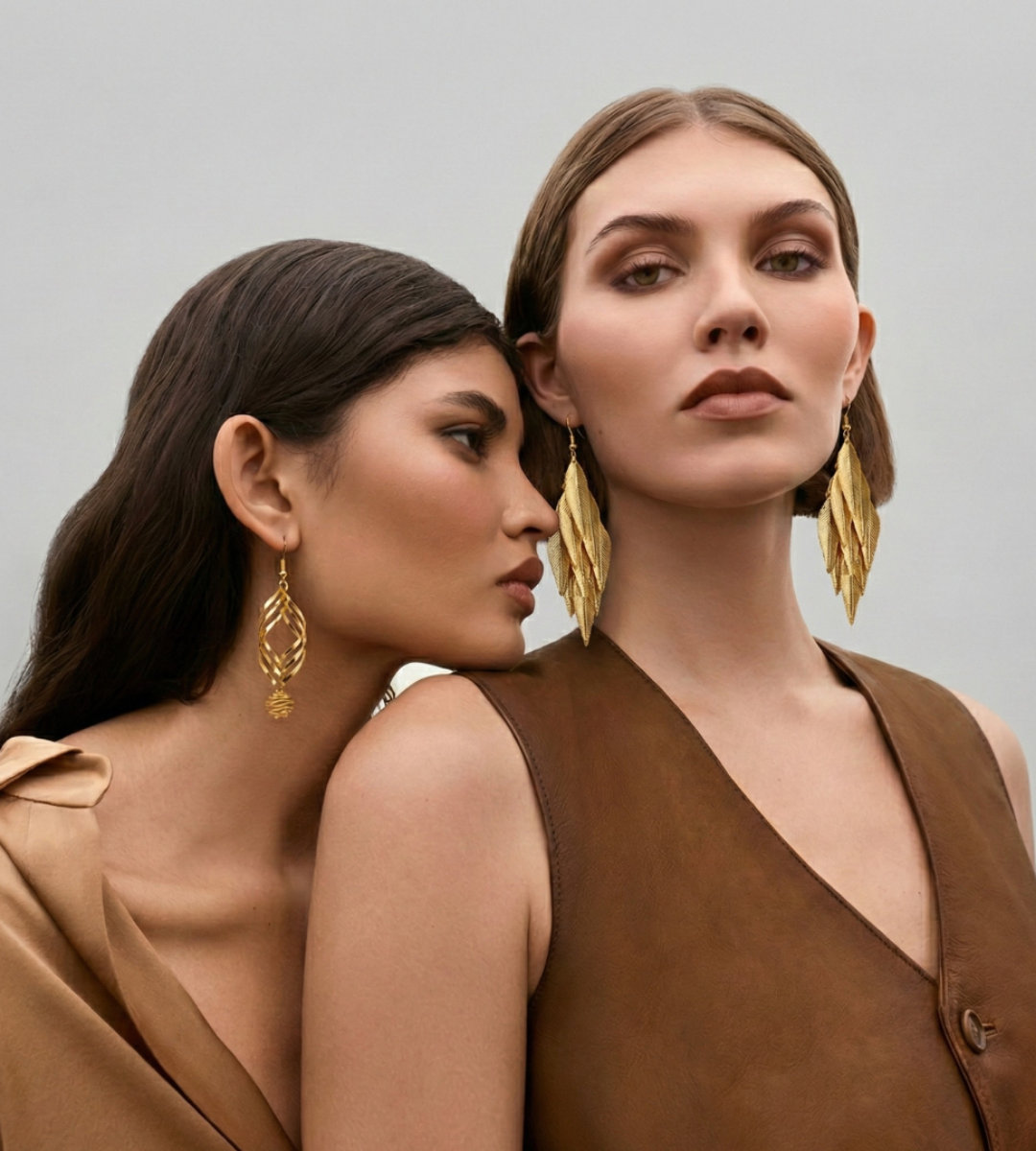 Golden Leaf & Spiral Drops Set