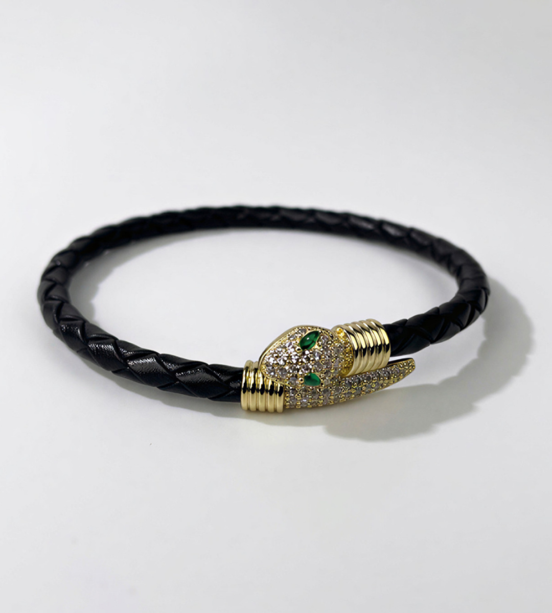 Serpentine – Emerald & Braided Gold