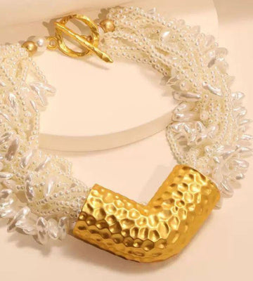Golden Beehive – Vintage Pearl Necklace