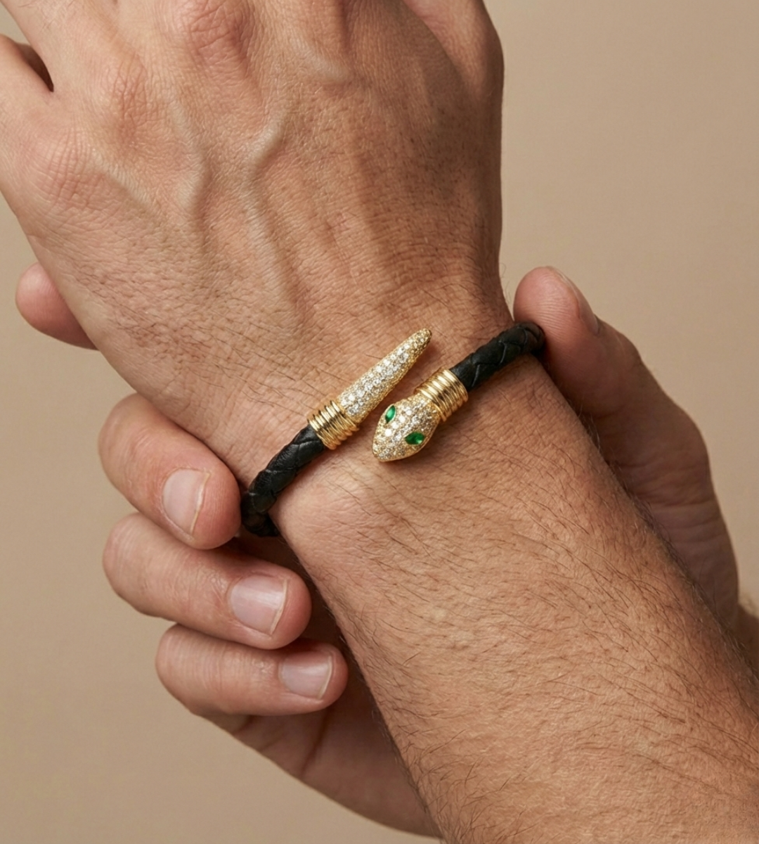 Serpentine – Emerald & Braided Gold