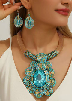 Aqua Prism Necklace & Earrings Set