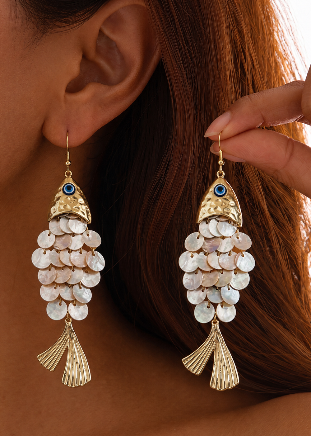 Azurea – Evil Eye Fish Earrings