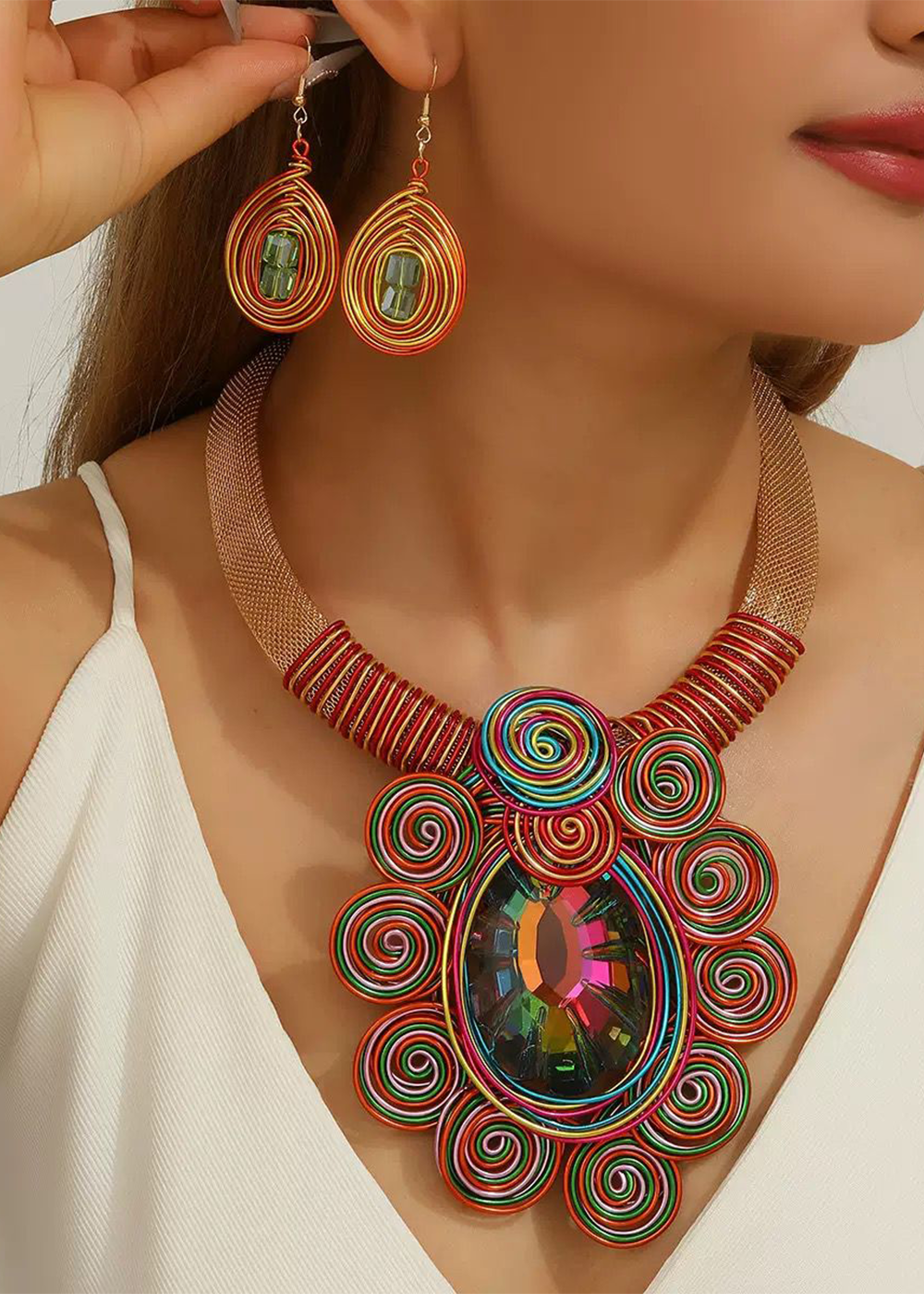 KALEIDOSCOPE – VIBRANT WIRE NECKLACE & EARRING SET