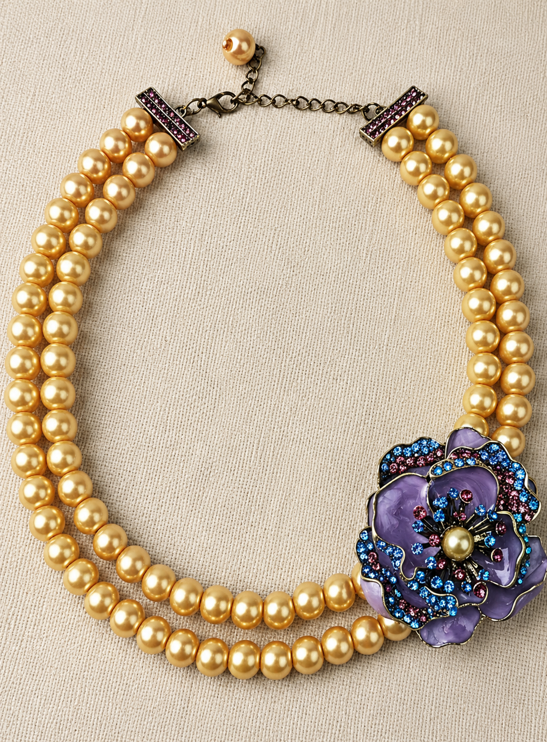 The Iris – A Double-Strand Pearl Floral Collar