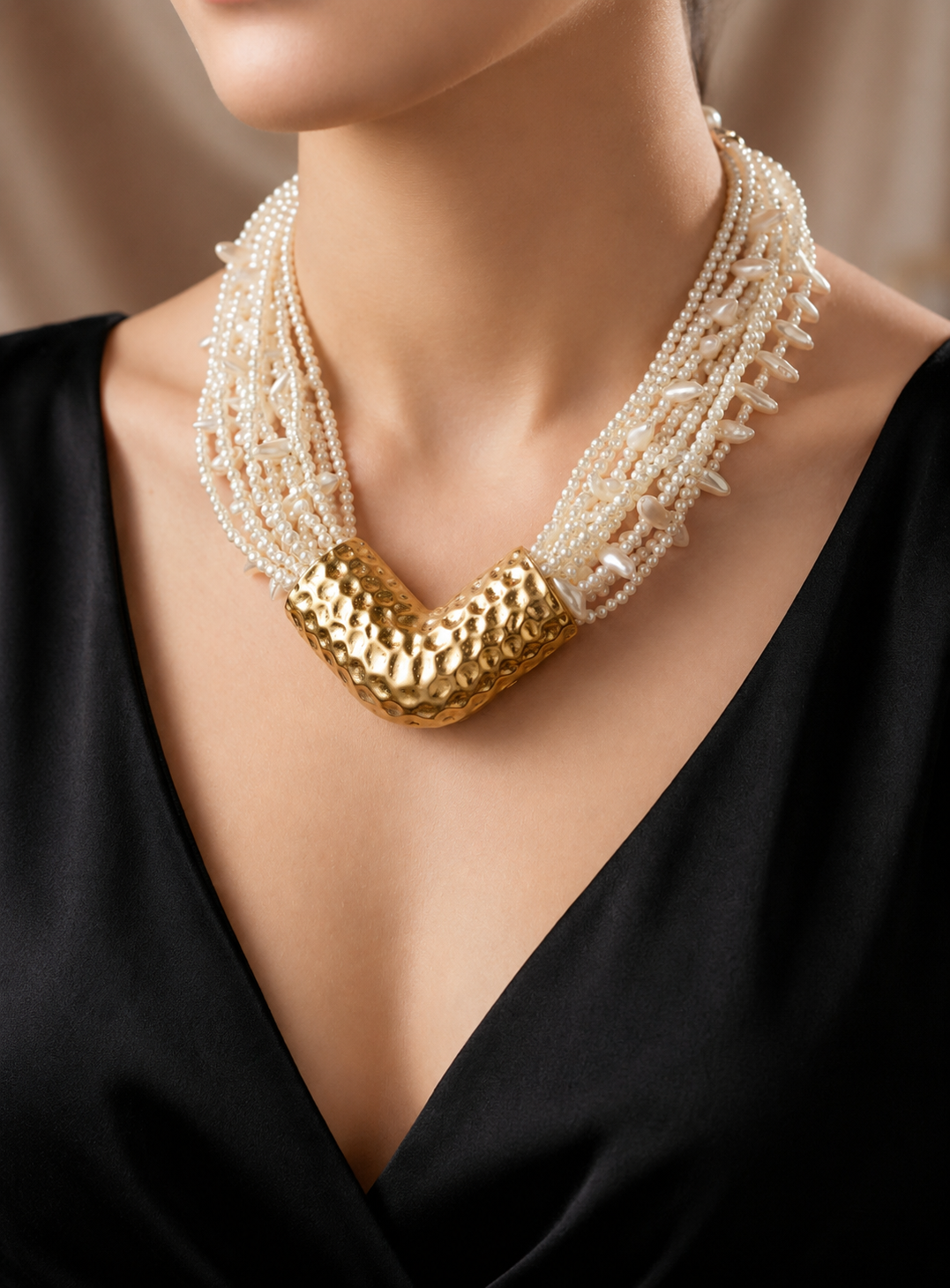 Golden Beehive – Vintage Pearl Necklace