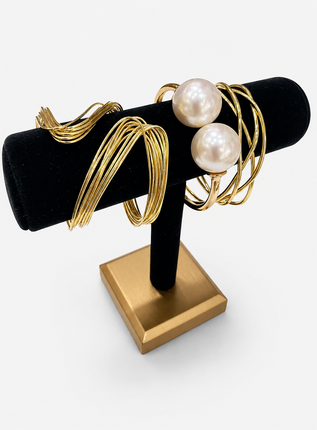 Moonlit Path- A Layered Gold Wire Pearl Wrap
