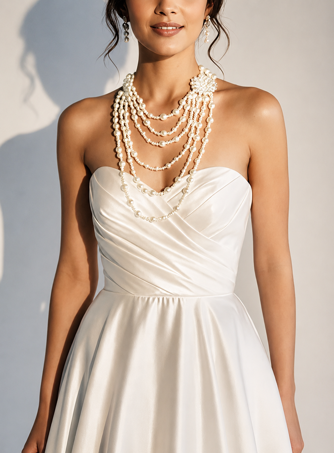 Aloura – Multi Strand Pearl Statement Necklace & Earring Set