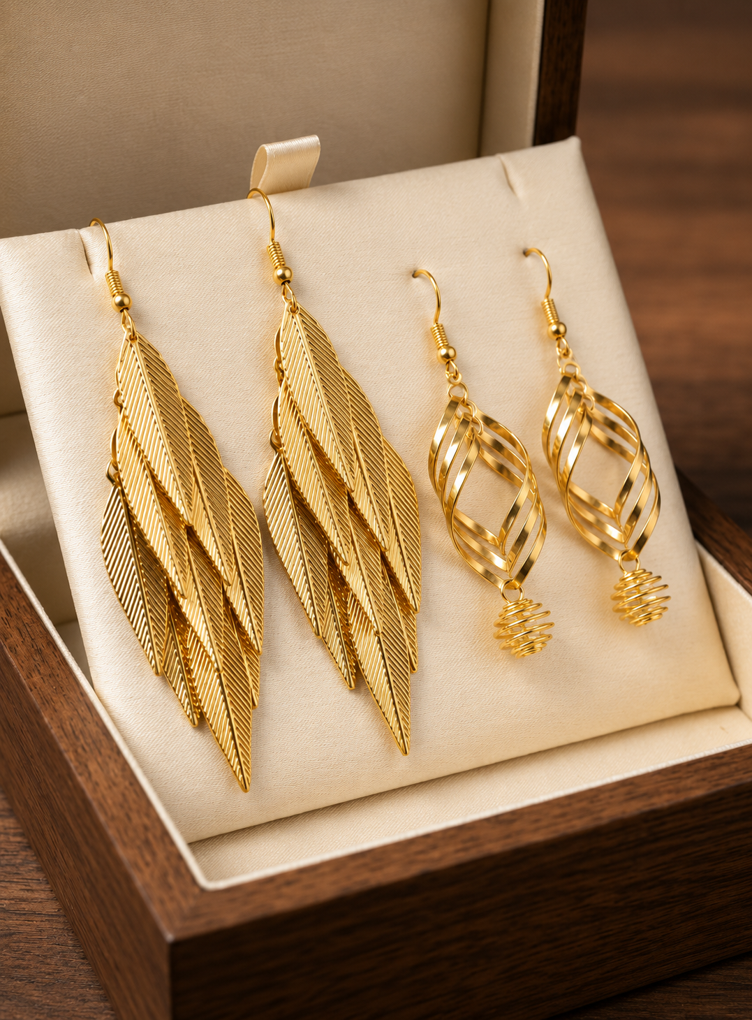 Golden Leaf & Spiral Drops Set