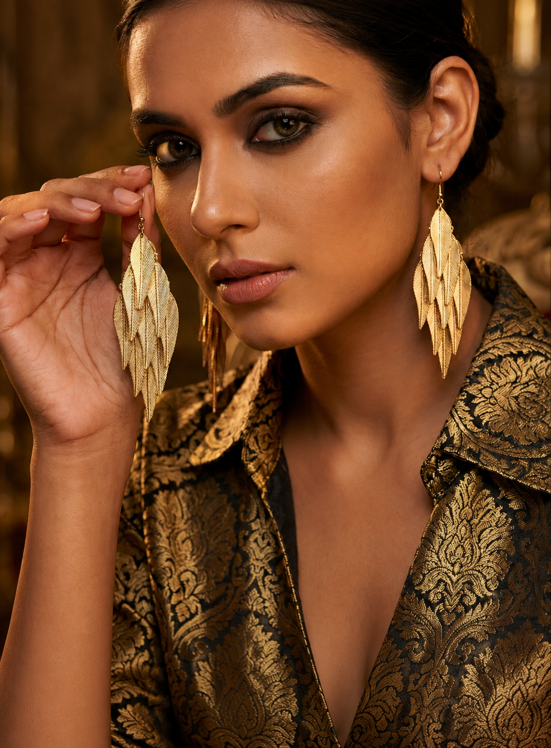 Golden Leaf & Spiral Drops Set