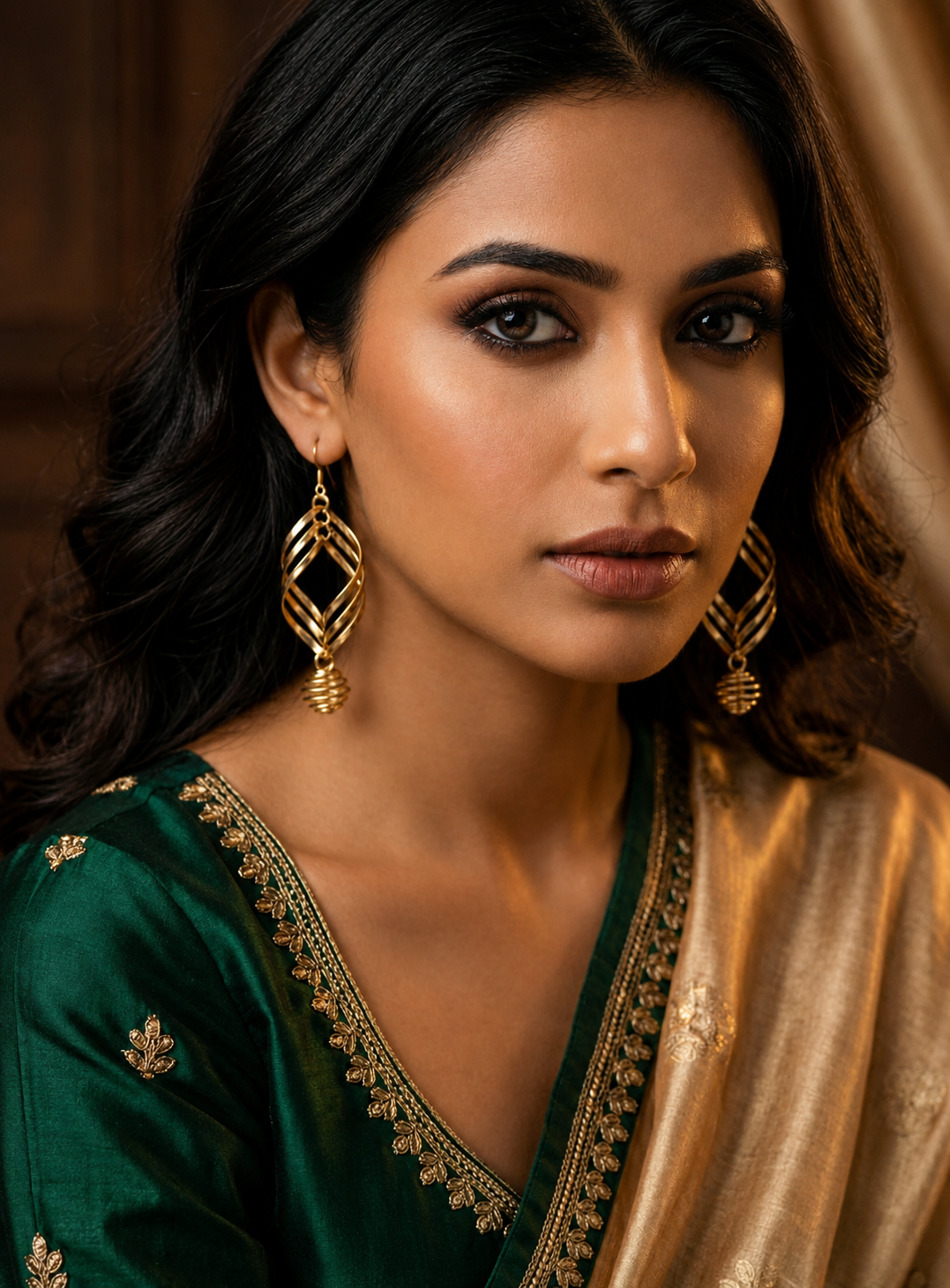 Golden Leaf & Spiral Drops Set