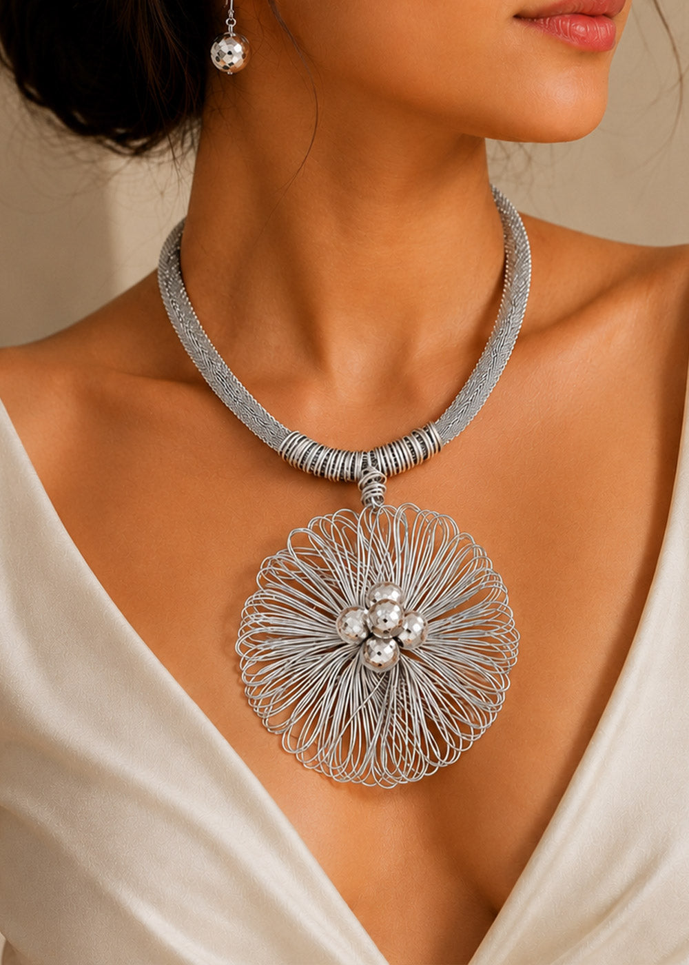 Floravia – Wire Bloom Necklace & Earring Set
