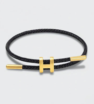 Harmony – Gold Black Rope Bracelet