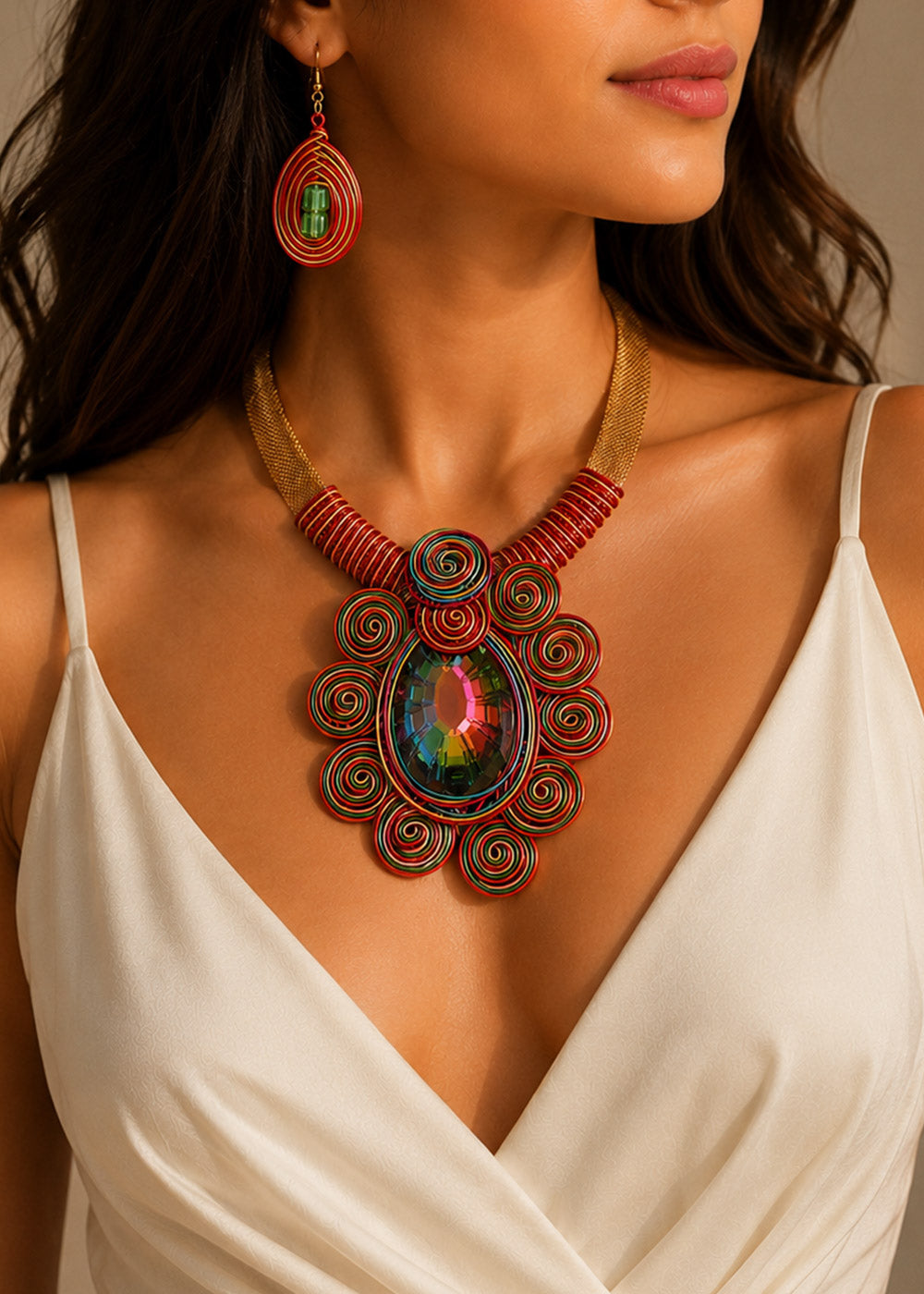 KALEIDOSCOPE – VIBRANT WIRE NECKLACE & EARRING SET