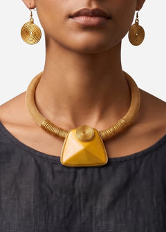 Lustre – Matte Gold Trapezoid Necklace & Earring Set