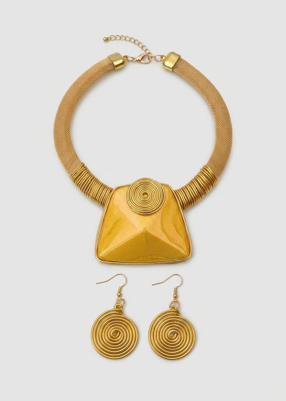 Lustre – Matte Gold Trapezoid Necklace & Earring Set